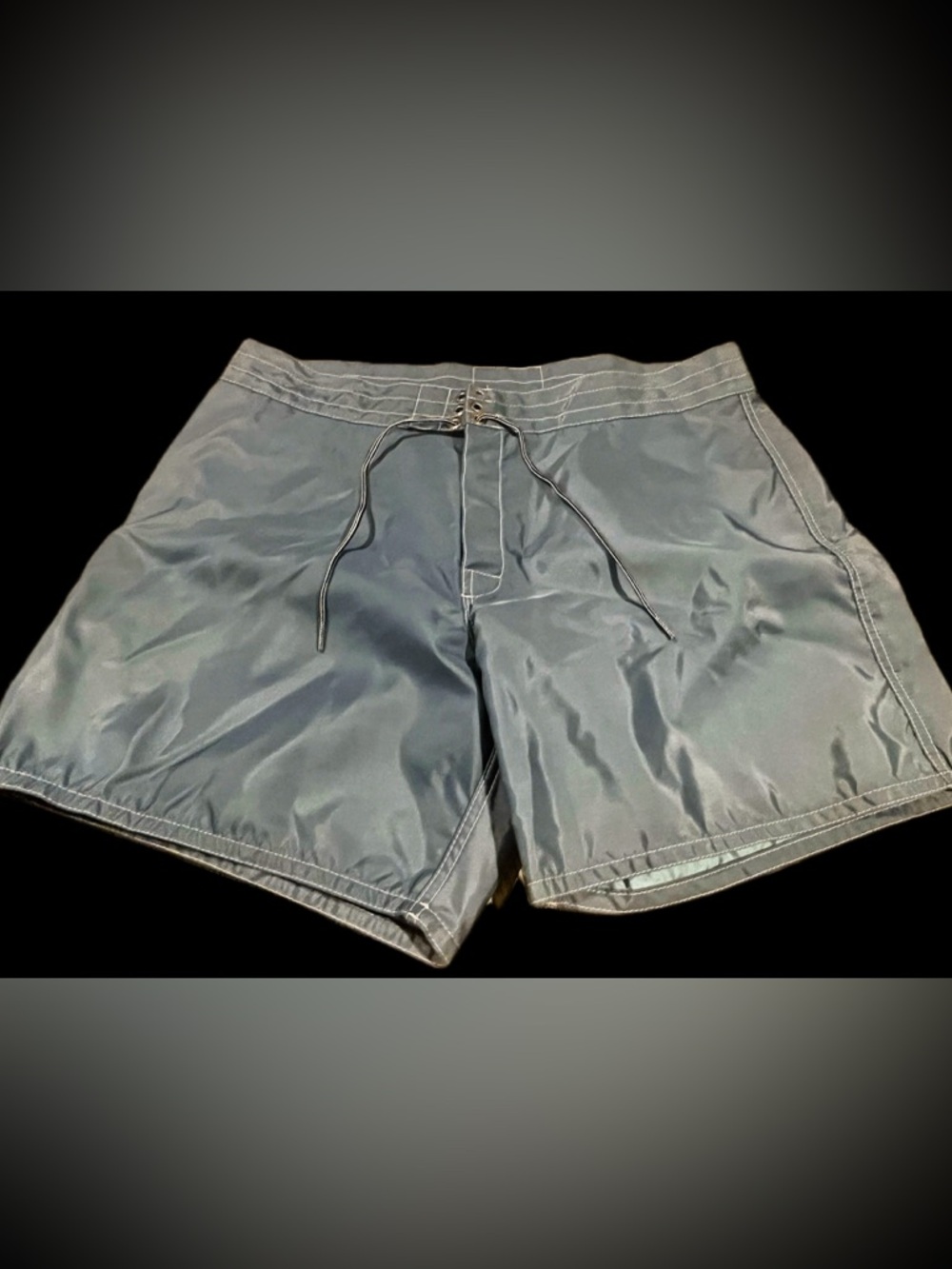 Vintage Birdwell Beach Britches Sky Blue Board Shorts Made in USA 36 waist